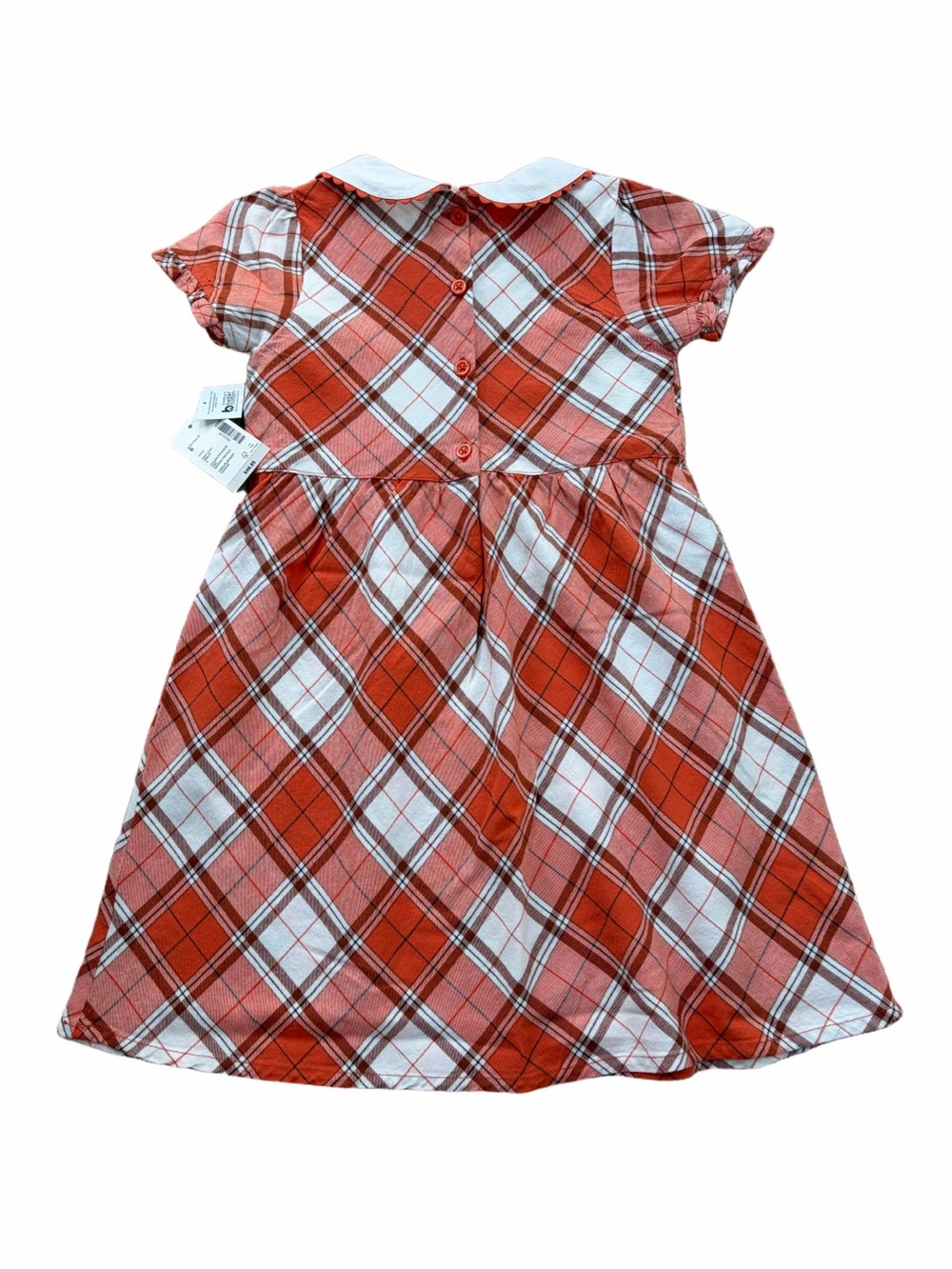 Gymboree NWT Size 6 Orange Plaid Pumpkin Fall Peter Pan Collar Dress - Picture 2 of 6